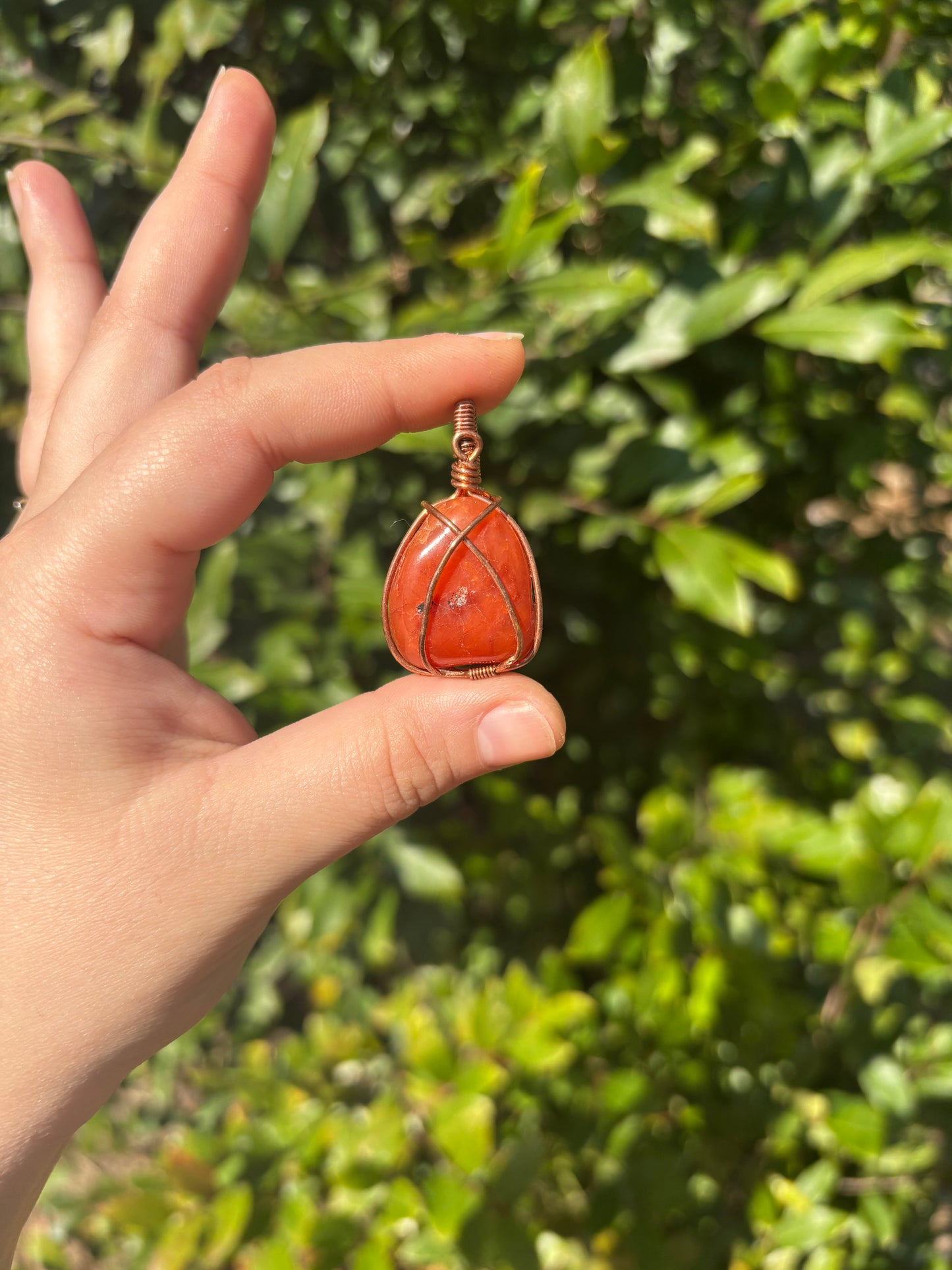 Carnelian criss cross pendant