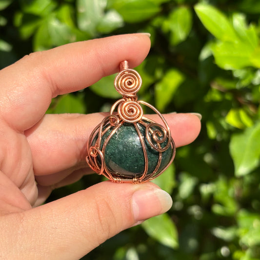 Moss Agate pumpkin pendant