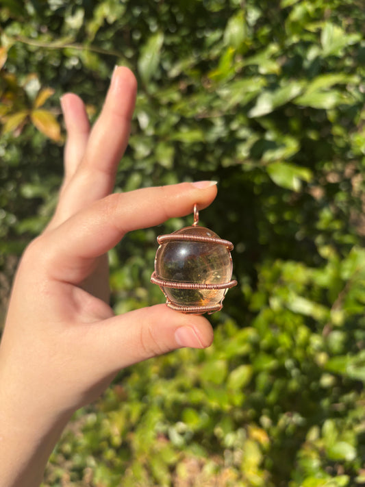 smokey quartz cage pendant