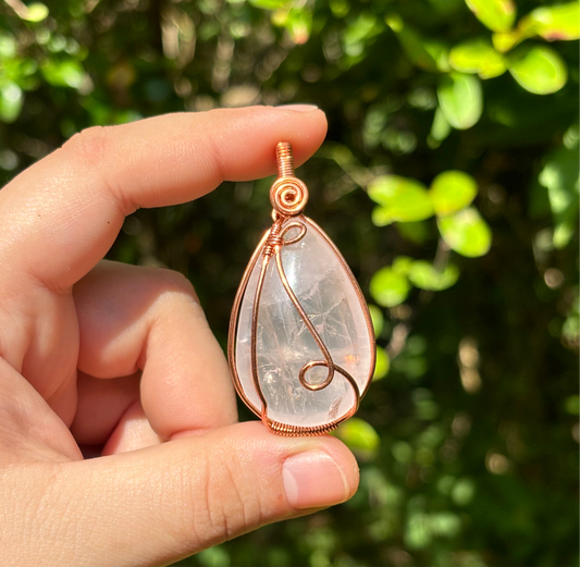 Rose quartz swirl pendant