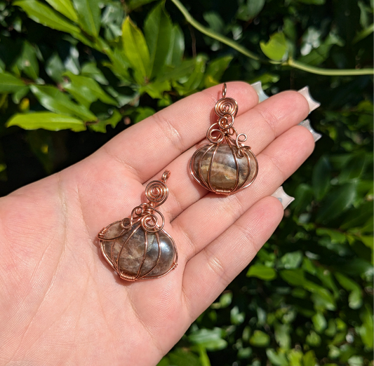 Black Sunstone pumpkin pendants